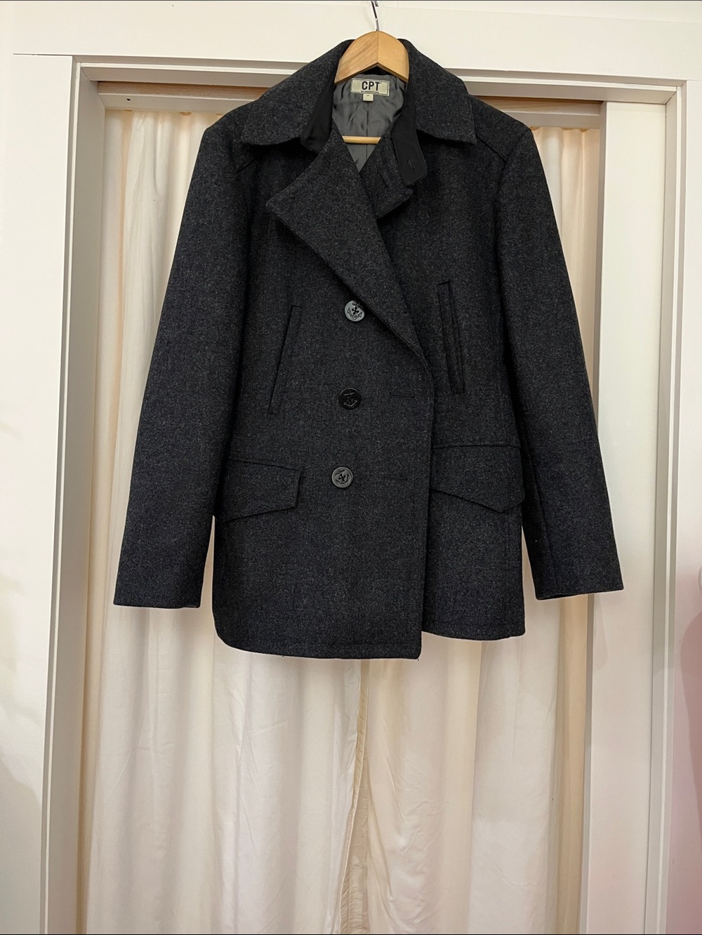 Men's Charcoal Wool Peacoat